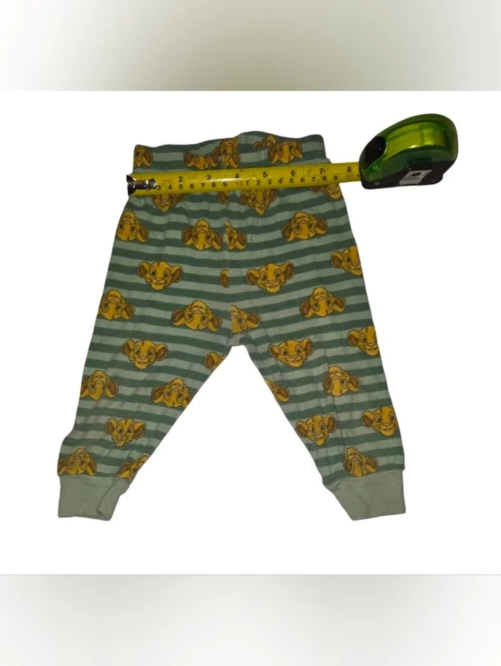 Disney Green Striped Pajama Bottoms with Yellow Character Faces